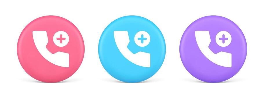 Phone call add contact communication button voice conversation web interface app 3d circle icon vector