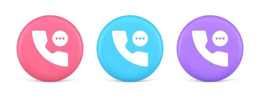 Phone consulting live chat emergency help assistance button web app design 3d realistic circle icon vector
