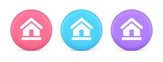 Homepage main page cyberspace address button web interface menu emblem 3d realistic circle icon vector