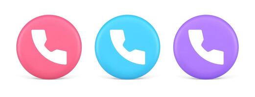Phone call contact voice communication button web application design 3d realistic circle icon vector