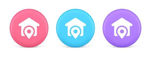 House location GPS route button distance navigation map pin pointer address direction 3d circle icon vector