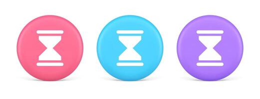 Hourglass sand watch time measurement button countdown minute hour period 3d realistic circle icon vector