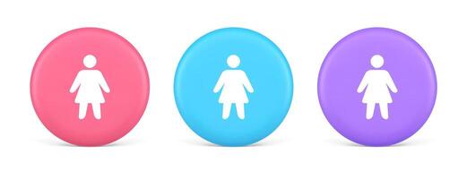 Woman silhouette staff member unrecognizable person button user profile interface 3d circle icon vector