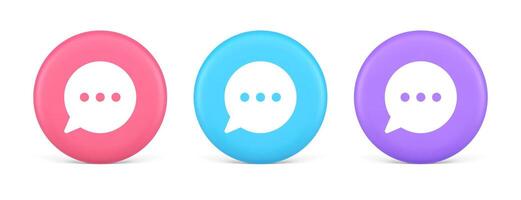 Think bubble chat button online dialogue social network communication 3d realistic circle icon vector