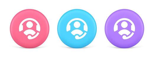 Customer support helpdesk assistance button call helpline connection 3d realistic circle icon vector