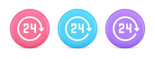 24 hours circle arrow button always available assistance service 3d realistic circle icon vector