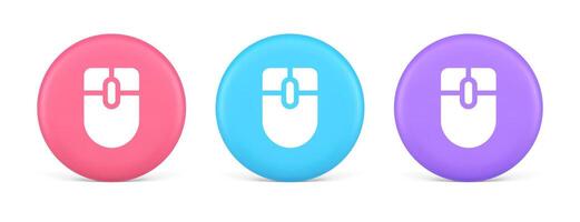 Mouse computer scrolling device cursor button click control cyberspace interface 3d circle icon vector