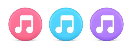 Music note audio sound button audio sound listening production 3d realistic circle icon vector