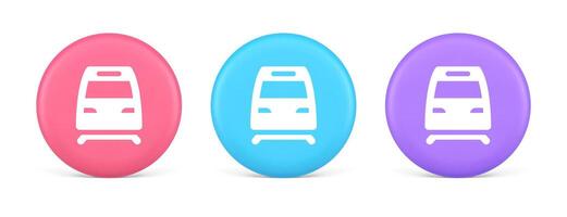 Train railway subway locomotive button rail passenger transportation travel 3d realistic circle icon vector