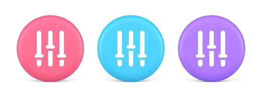 Sound mixing panel button audio balance mixer control desk 3d realistic circle icon vector