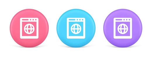 Internet browser global wireless connection button cyberspace virtual networking 3d circle icon vector