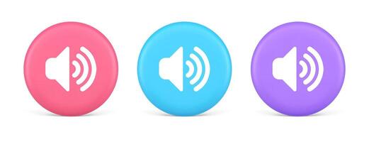Volume sound button speaker acoustic level noise wave control 3d realistic circle icon vector