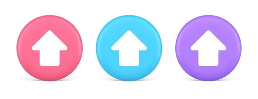 Arrow up button directional pointer cyberspace cursor 3d realistic circle icon vector
