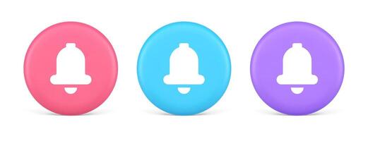 Handbell ring button cyberspace sound reminder service 3d realistic circle icon vector
