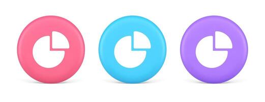 Chart pie diagram piece button business presentation financial report 3d realistic circle icon vector