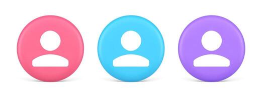 User person human contact button cyberspace account information web app 3d realistic circle icon vector