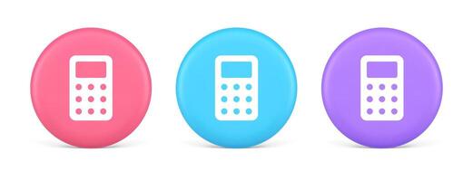 Calculator button mathematical number counting web application design 3d realistic circle icon vector