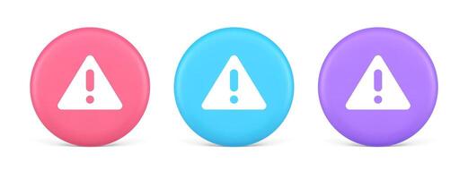 Exclamation point triangle button attention advice mark important information 3d circle icon vector