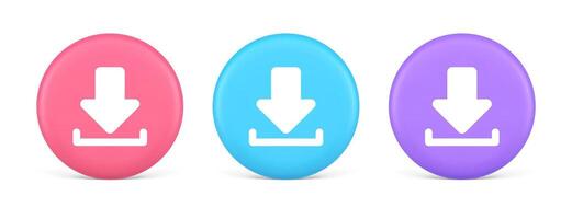 Download down arrow cyberspace information storage button internet file browsing 3d circle icon vector