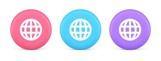 Internet connection global browsing information button cyberspace data search 3d circle icon vector