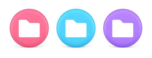 File folder archive directory button cyberspace digital document storage organizing 3d circle icon vector