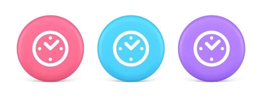 Alarm clock time countdown button deadline measurement 3d realistic circle icon vector