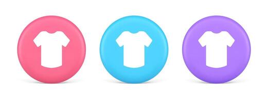 T shirt online shopping button internet order purchasing 3d realistic circle icon vector