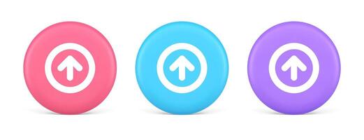 Up arrow round border button cyberspace navigation pointer 3d realistic circle icon vector