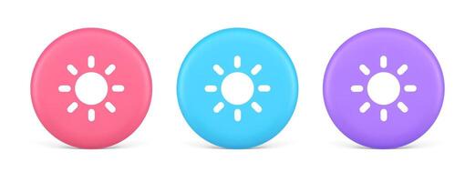Brightness button sun light warm cold contrast digital interface 3d realistic circle icon vector