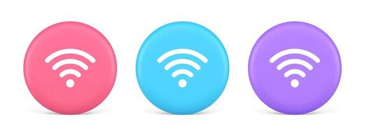 Wi fi internet connection button high speed wireless cyberspace digital network 3d circle icon vector