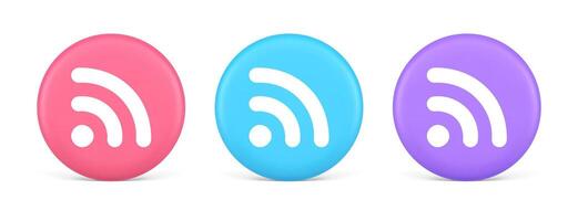 Wifi available access button wireless internet connection signal 3d realistic circle icon vector