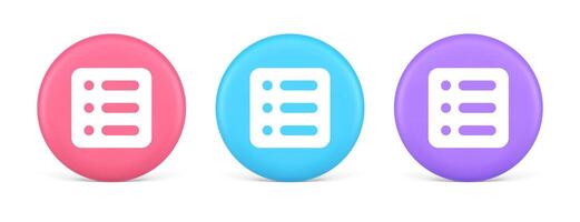To do list agenda important message button planner business organizer time management 3d circle icon vector