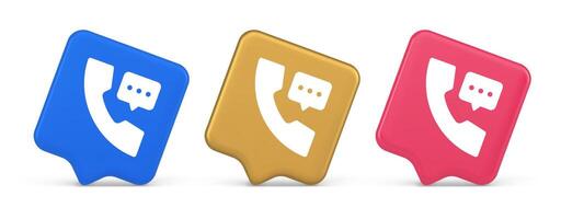 Helpline assistance chat consulting telephone customer support button 3d realistic speech bubble icon vector