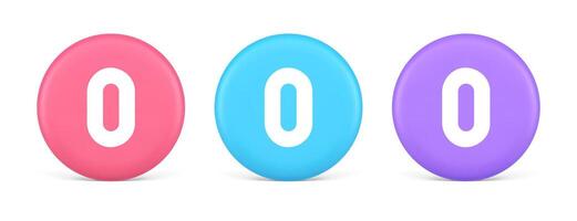 Zero character number button digital sign for math counting cyberspace communication 3d circle icon vector