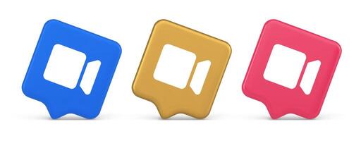 Camera photo shooting multimedia content creation button 3d realistic speech bubble icon vector