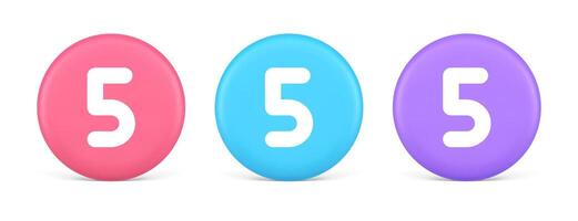Five character calculator keyboard button financial counting 3d realistic circle icon vector