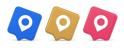 GPS map pin location service button application direction distance pointer 3d realistic speech bubble icon vector