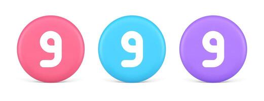 Nine number button calculation math financial budget web app 3d realistic circle icon vector