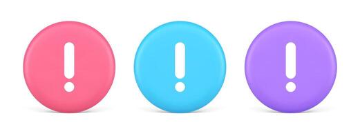 Exclamation mark keyboard button important attention point cyberspace communication 3d circle icon vector
