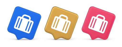 Suitcase baggage briefcase button office business accessory travel tourism element 3d speech bubble icon vector