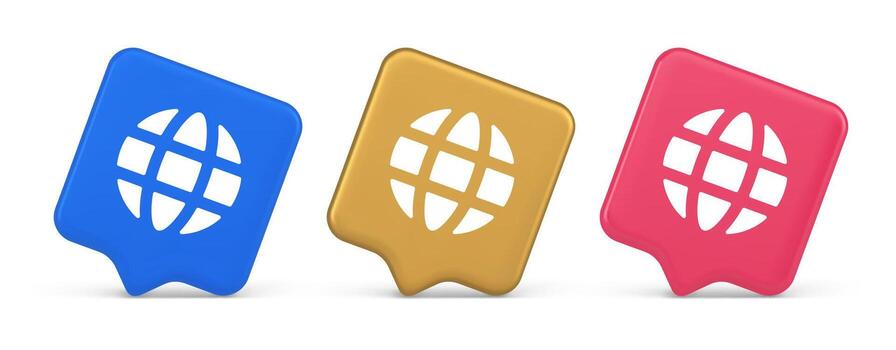 Internet connection global web communication button planet globalization technology 3d speech bubble icon vector