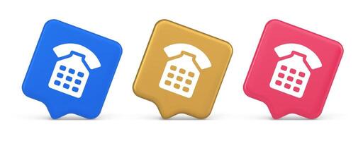 Phone call contact communication web button helpline hotline 3d realistic speech bubble icon vector