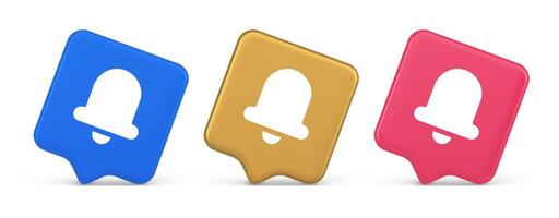 Handbell ring sound notification button incoming message call notification 3d realistic speech bubble icon vector