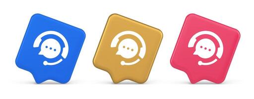 Customer support live chat service button information messaging consulting 3d speech bubble icon vector