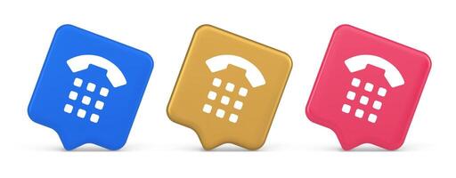 Phone call button application handset mobile contact communication 3d realistic speech bubble icon vector