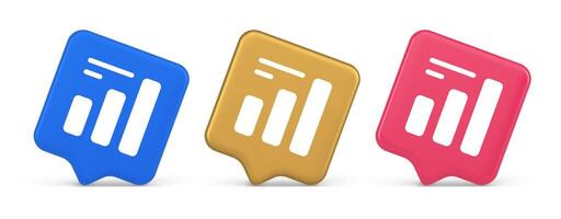 Bar graph business analyzing button diagram profit progress stock market stats 3d speech bubble icon vector