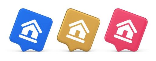 Homepage main page cyberspace address button web interface menu emblem 3d realistic speech bubble icon vector
