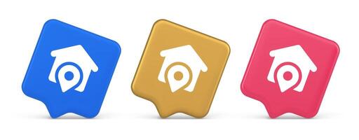 House location GPS route button distance navigation map pin pointer address direction 3d speech bubble icon vector