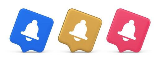 Bell ring audio sound button signal push reminder cyberspace interface notification 3d speech bubble icon vector