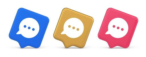 Think bubble chat button online dialogue social network communication 3d realistic speech bubble icon vector
